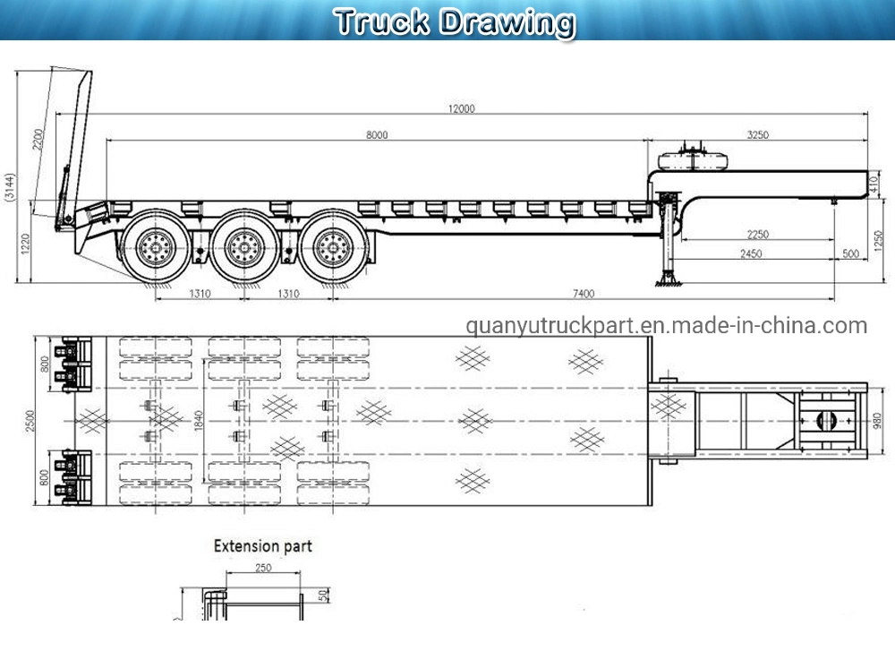 3/4 Axle Heavy Duty 40FT Flatbed/Plateform/Cargo/Container Chassis Truck Semi Trailer with Removable Side Wall