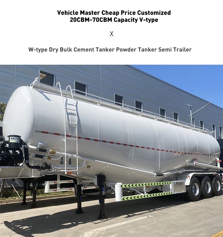 Vehicle Master 3 Axle 35 40 50 Cbm Powder Bulk Cement Tanker Bulker Tank Semi Trailer