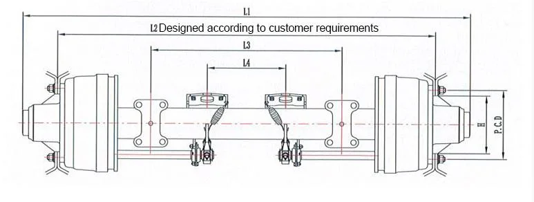 Manufacturer OEM 150mm Square Beam 13t Disc-Brake Type Axle Trailer Part for Trailer Truck Axle