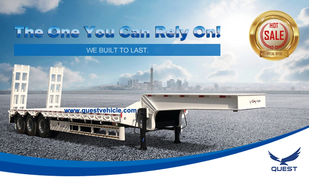 3axle 80ton Heavy Duty Gooseneck Hydraulic Ramp Low Loader/Lowbed/ Lowboy Low Bed Trailer Truck Semi Trailers for Excavator Transport