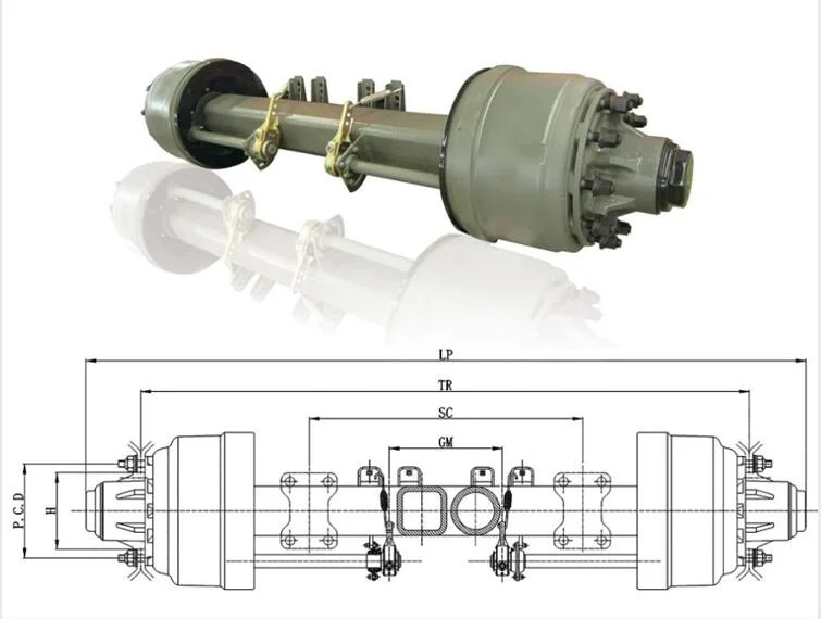 Trailer Parts Axle 13t-20t Fuwa American Type Axles for Trailers