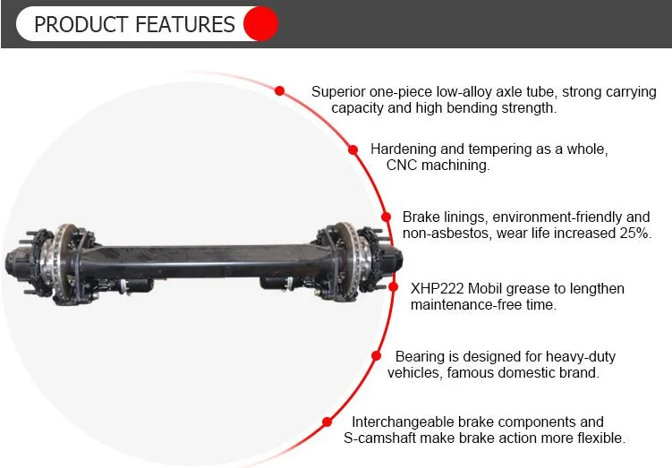 Manufacturer OEM 150mm Square Beam 13t Disc-Brake Type Axle Trailer Part for Trailer Truck Axle