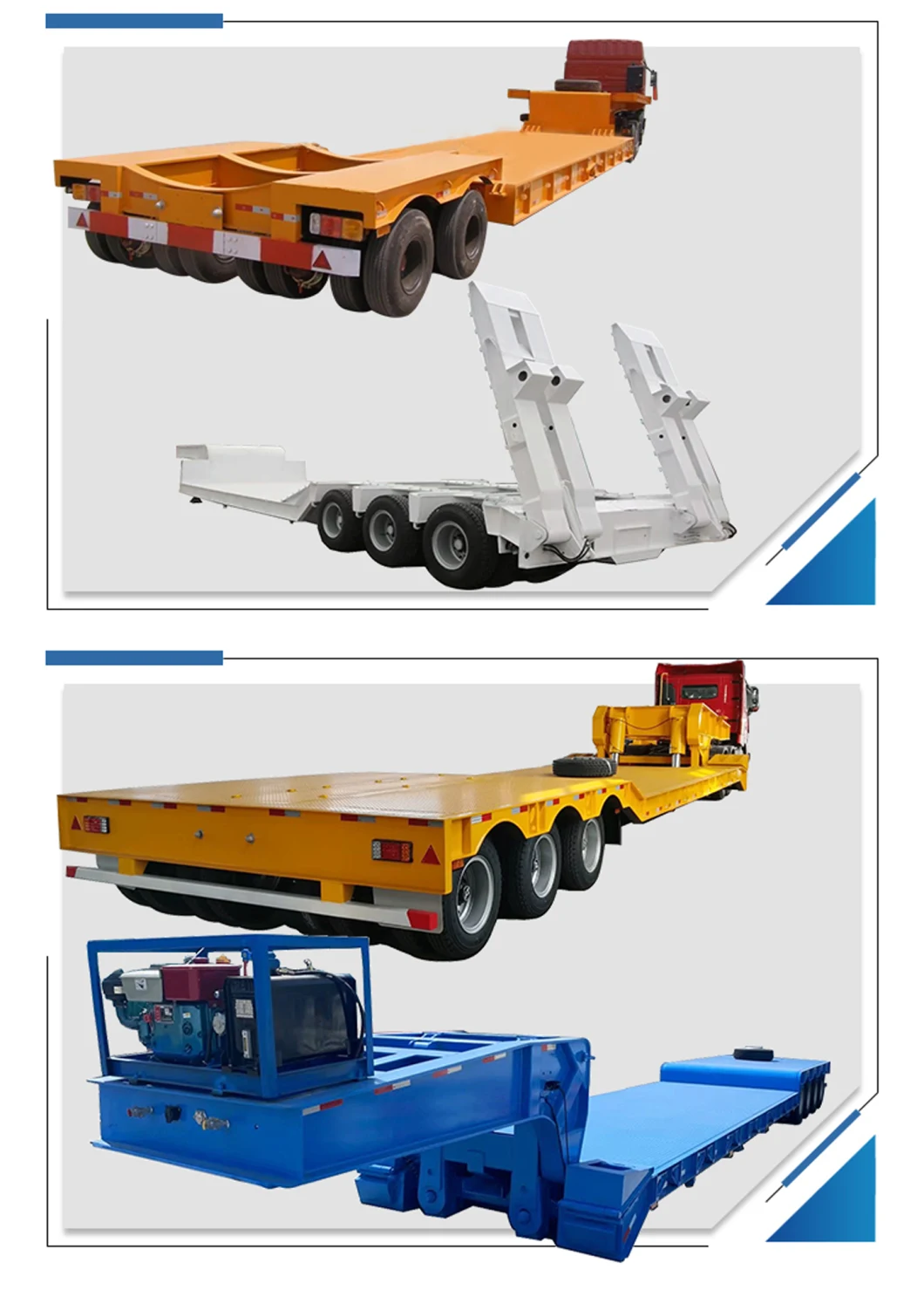 10t Loading Capacity Tank Transportation 30t-100t Special Low Bed Truck Trailer Semi Trailer