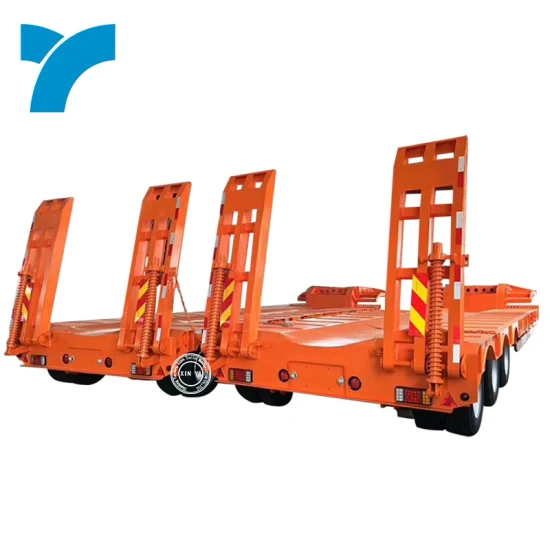 Heavy Duty 3 axes 50 tonnes Lowbed Lowboy Semi Tralier avec rampe pour remorque à vendre