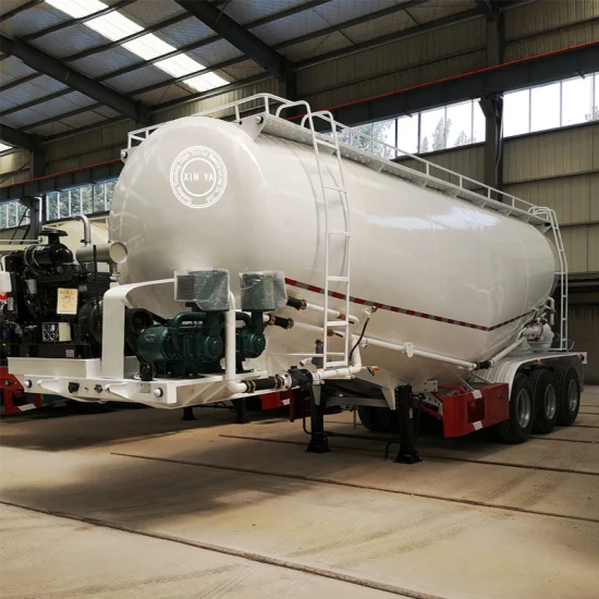 3 essieux promotionnels 35m3 50cbm Ciment Tanker Dry Power Silo semi-remorque Lime 40cbm Silos en vrac Camion transporteur avec moteur diesel