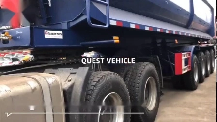 Agrégat 45cbm 80 tonnes 4 essieux remorques de camion à benne basculante en forme de U /semi-remorque à benne basculante