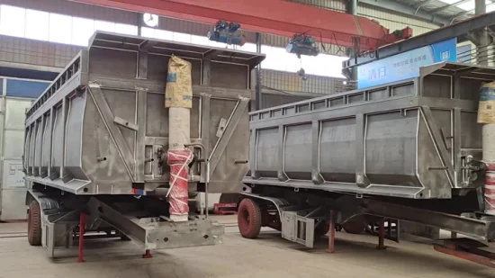 Remorque de camion à benne basculante à 2 ou 3 essieux pour le transport de charbon de roche de sable Remorque de basculement Tri essieux 50-80 tonnes semi-remorque à benne basculante latérale