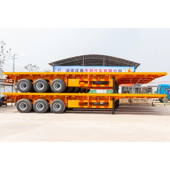 3 Essieu Chine Fabrication Camion Heavy Duty Transport Flatbed Cargo Container Carrier Semi Remorque